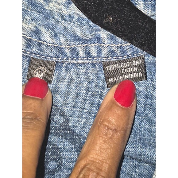 Southern Thread Pearl Snap Western Zip Up Back Long Sleeve Roll Tab Shirt Med - Picture 3 of 7